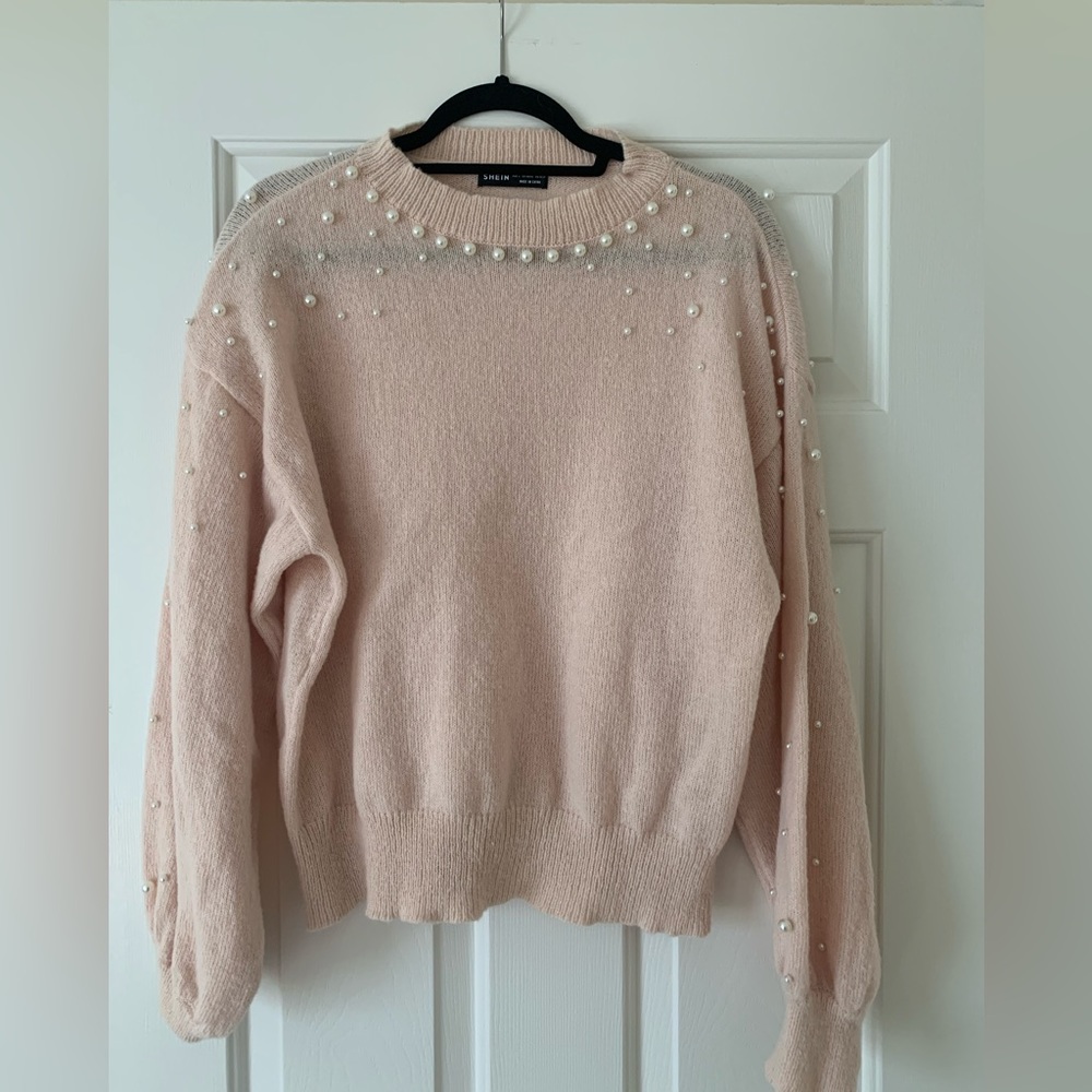 Peach pearl sweater